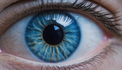 close up beautiful blue eye opening human iris macro natural beauty