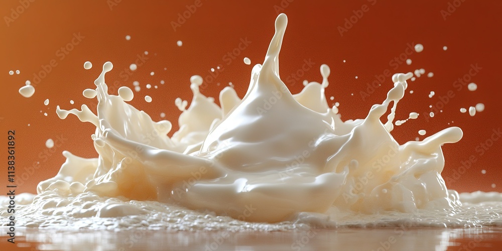 Aufkleber milk splash creates an artistic display against a warm backdrop at a studio setting