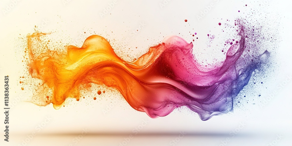Poster abstract colorful waves of paint creating a dynamic flow against a light background