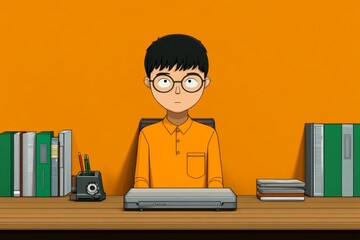 A pixel art representation of an expert in a retro workspace, surrounded by animated gadgets, books, and tools, in a nostalgic game-inspired style