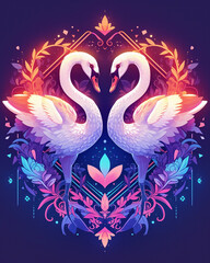 Obraz premium Geometric Swan symmetry layout illustration