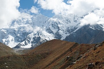 Naklejka premium View of Nanga Parbat massif from Base Camp, Rakhiot Valley. Himalayan Mountains. Gilgit-Baltistan region. Pakistan. Asia.