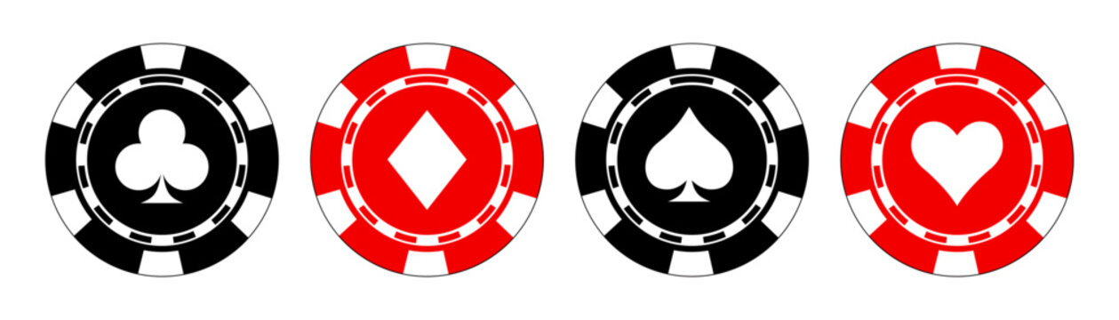 Isolated Poker Chips vector set, Casino Black and Red symbol, Gamble, Betting graphic elements design, Blackjack, Vegas, Editable stock for Banner and Web icon