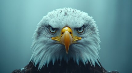 Obraz premium Close-up portrait of an intense bald eagle.