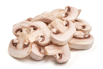 Champignon mushrooms, isolated on white background.