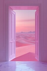 Exploring surreal landscapes white room digital art tranquil environment perspective view surrealism