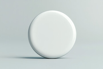 Pin badge mockup. White round badge on metal pin realictic 