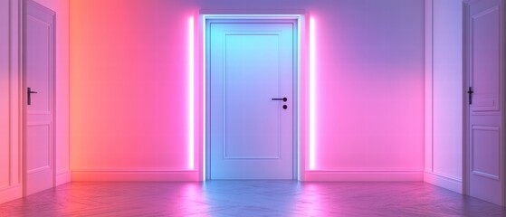 Futuristic vision unveiled white room digital artwork neo environment perspective open door concept