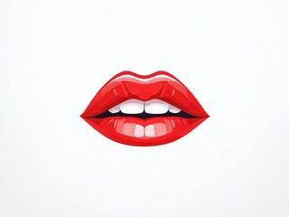 Fototapeta premium Bright red lips with a defined shape and sharp features on a plain background