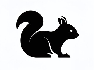 Stylized black silhouette of a squirrel in a minimalist design showcasing its features