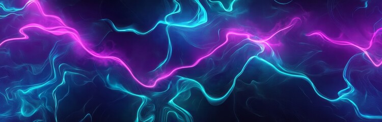 Naklejka premium Abstract Neon Waves Flowing Through Dark Space