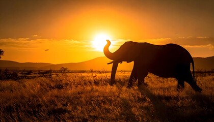 Obraz premium elephant in the sunset