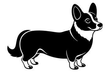 Corgi Silhouette Vector Illustration of a Pembroke Welsh Dog Standing with Short Legs and a Playful Expression