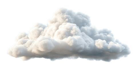 Big fluffy white cloud floating in the sky, isolated on transparent cutout background	