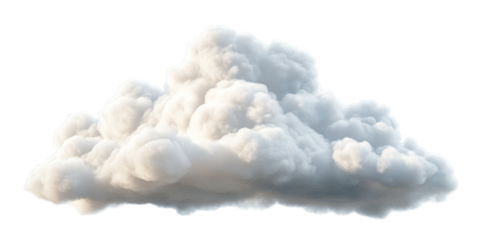 Big fluffy white cloud floating in the sky, isolated on transparent cutout background	