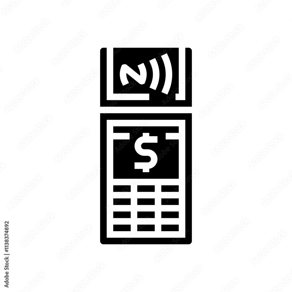 Poster payment terminal nfc technology glyph icon vector. payment terminal nfc technology sign. isolated sy