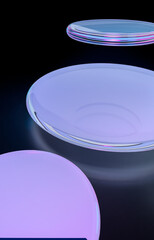 幻想的な光に照らされた透明な液体の3Dイラスト