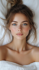 Naklejka premium Banner, woman face, spa treatments, cosmetology, beauty procedures