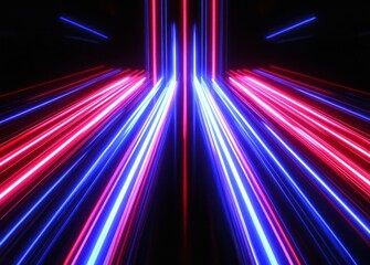 Fototapeta premium Abstract Neon Lights Converge In A Dark Space