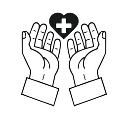 heart  health medical help charity support donation care sign Vector Isolated Pictogram on White Background.