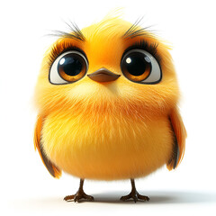 Cute 3D cartoon bird with big eyes