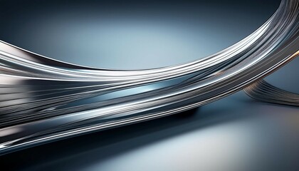 Obraz premium futuristic chrome curved line isolated on metallic background