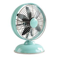 A table fan isolated against a transparent background, ideal for home appliances, cooling solutions, or office environments.