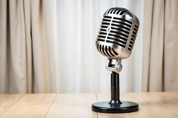 Vintage microphone isolated on white background