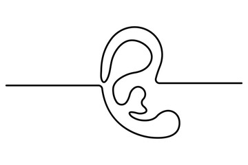Human ear continuous one line drawing of simple  vector illustration