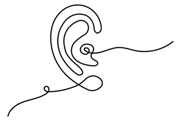 Human ear continuous one line drawing of simple  vector illustration