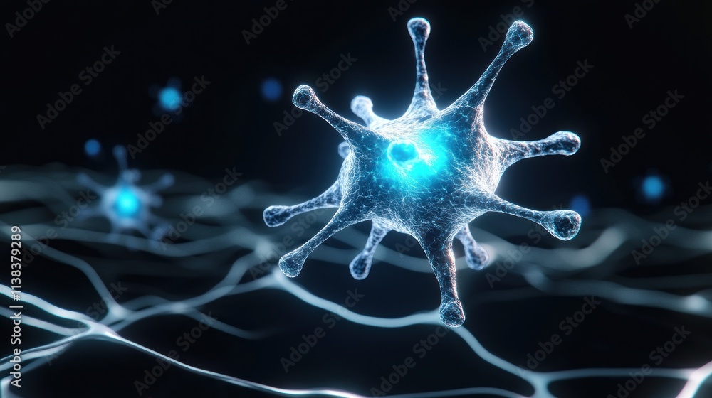 Poster abstract representation of a cell in a digital environment.