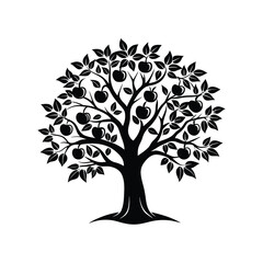 apple tree vector silhouette