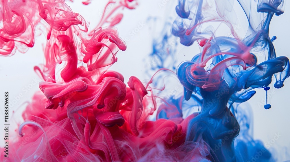 Aufkleber abstract splash of red and blue liquid creating artistic patterns
