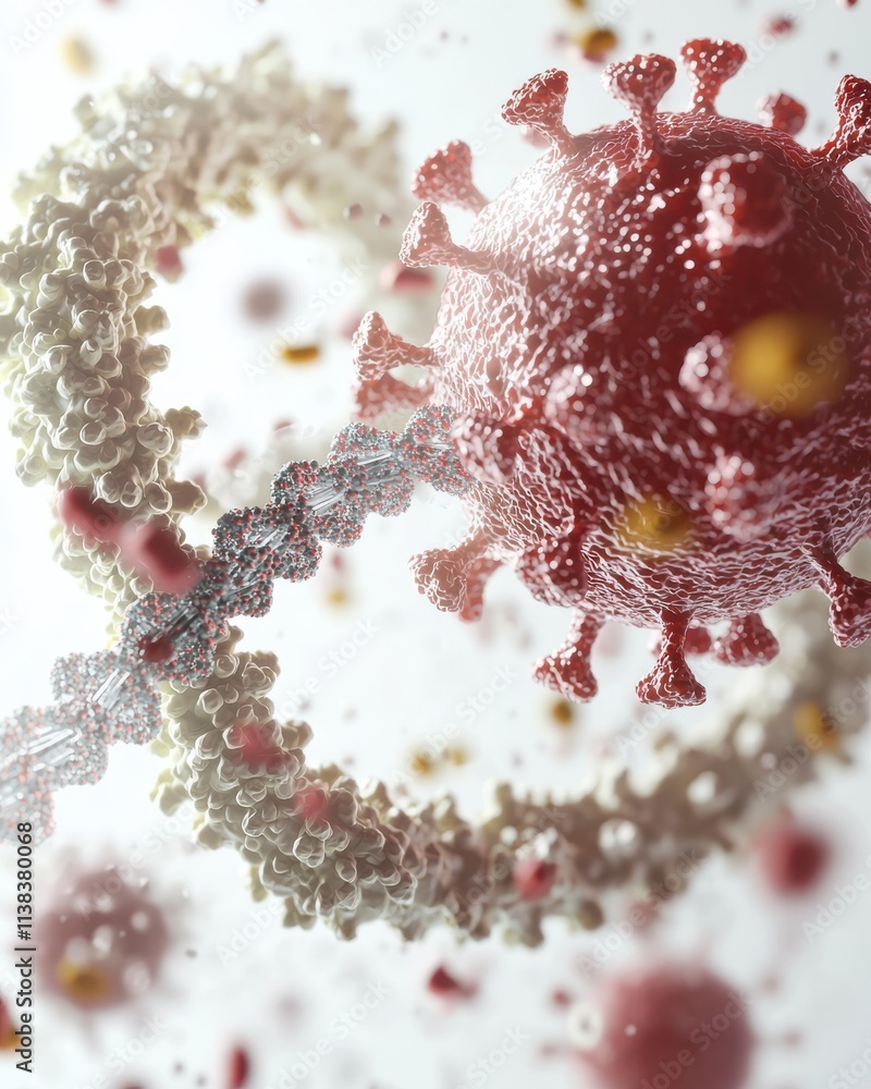 Poster bacteriophage virus injection process laboratory setting 3d model scientific environment close-up vi