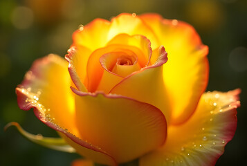 Fototapeta premium yellow rose with water drops