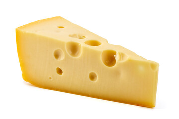 Maasdam cheese, isolated on white background.