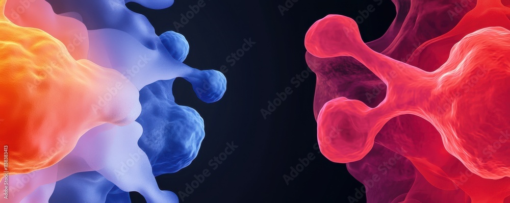 Poster a vibrant display of swirling blue and red smoke, creating an abstract and dynamic visual contrast a