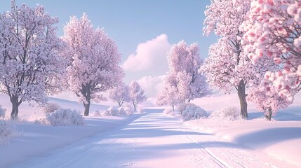 Winter landscape with trees and snow