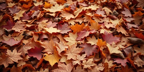 A symphony of autumn leaves in shades of crimson, gold, and russet, scattered across the ground like a natural tapestry.