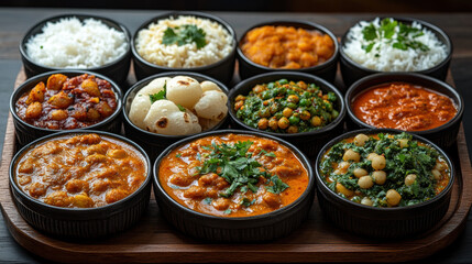 traditional Indian thali with variety of flavorful dishes served in bowls