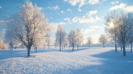 Obraz premium Winter landscape with trees and snow