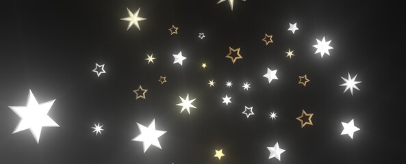 Holiday Stardust Rain: Brilliant 3D Illustration Showcasing Descending Christmas Stars