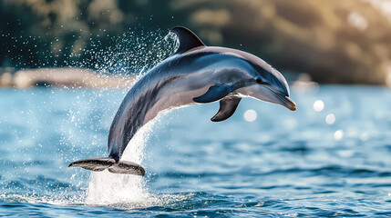 A bottlenose dolphin leaping on a png background, a bottlenose dolphin isolated on transparent background. Isolated. Illustration © Thiago