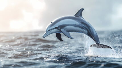Fototapeta premium A bottlenose dolphin leaping on a png background, a bottlenose dolphin isolated on transparent background. Isolated. Illustration