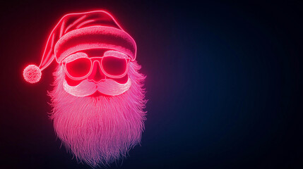 neon Santa Claus Beard Isolated on White Background