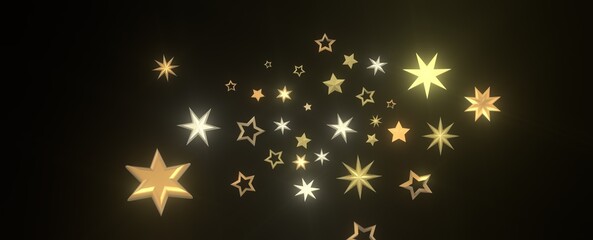 XMAS Stars - stars background, sparkle lights confetti falling. magic shining Flying christmas stars on night