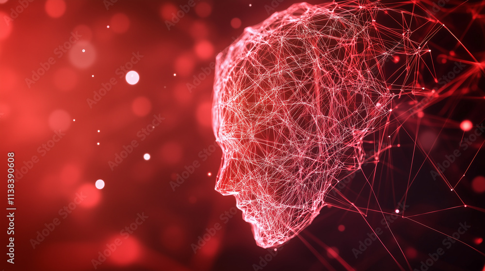 Poster neural network 3d illustration. big data and cybersecurity