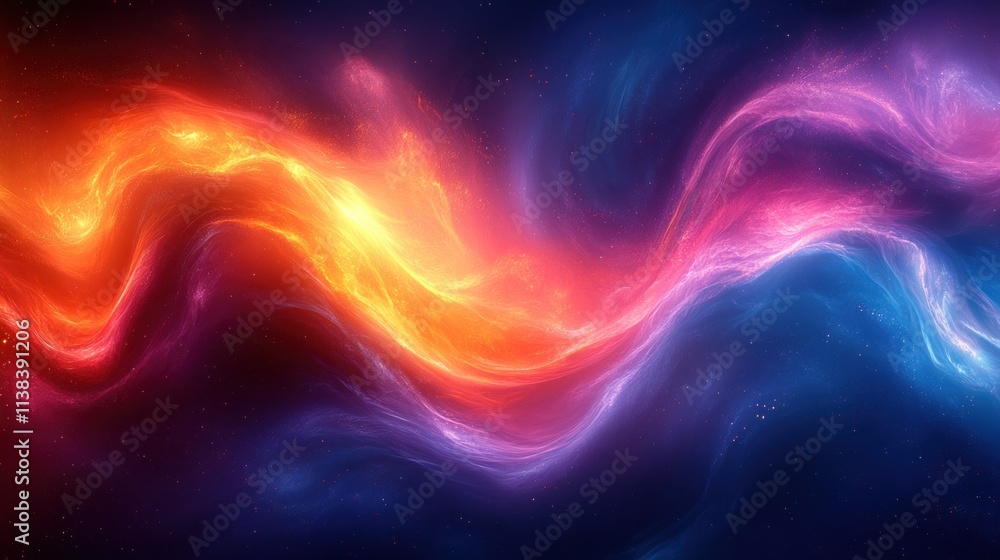 Poster a vibrant cosmic swirl of colors representing energy and movement in space.