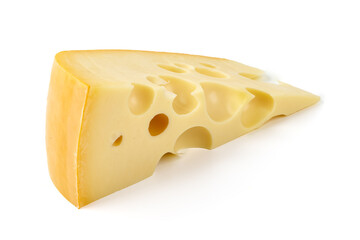 Maasdam cheese, isolated on white background.