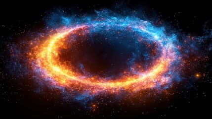Fototapeta premium A vibrant cosmic swirl of blue and orange, representing a celestial phenomenon.